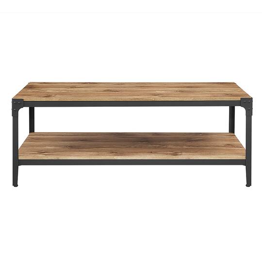 Walker Edison 48" Barnwood Angle Iron Coffee Table